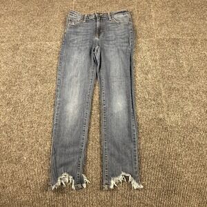 Just Black Denim Womens 26 Waist High Rise Skinny Jean Raw Frayed Step Hem BP16J